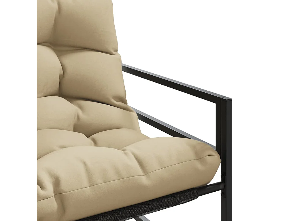 Gartenbank mit taupefarbenem Kissen 113 cm Stahl