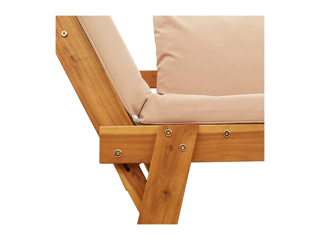 Banc de jardin avec coussins 2 en 1 bois d'acacia massif