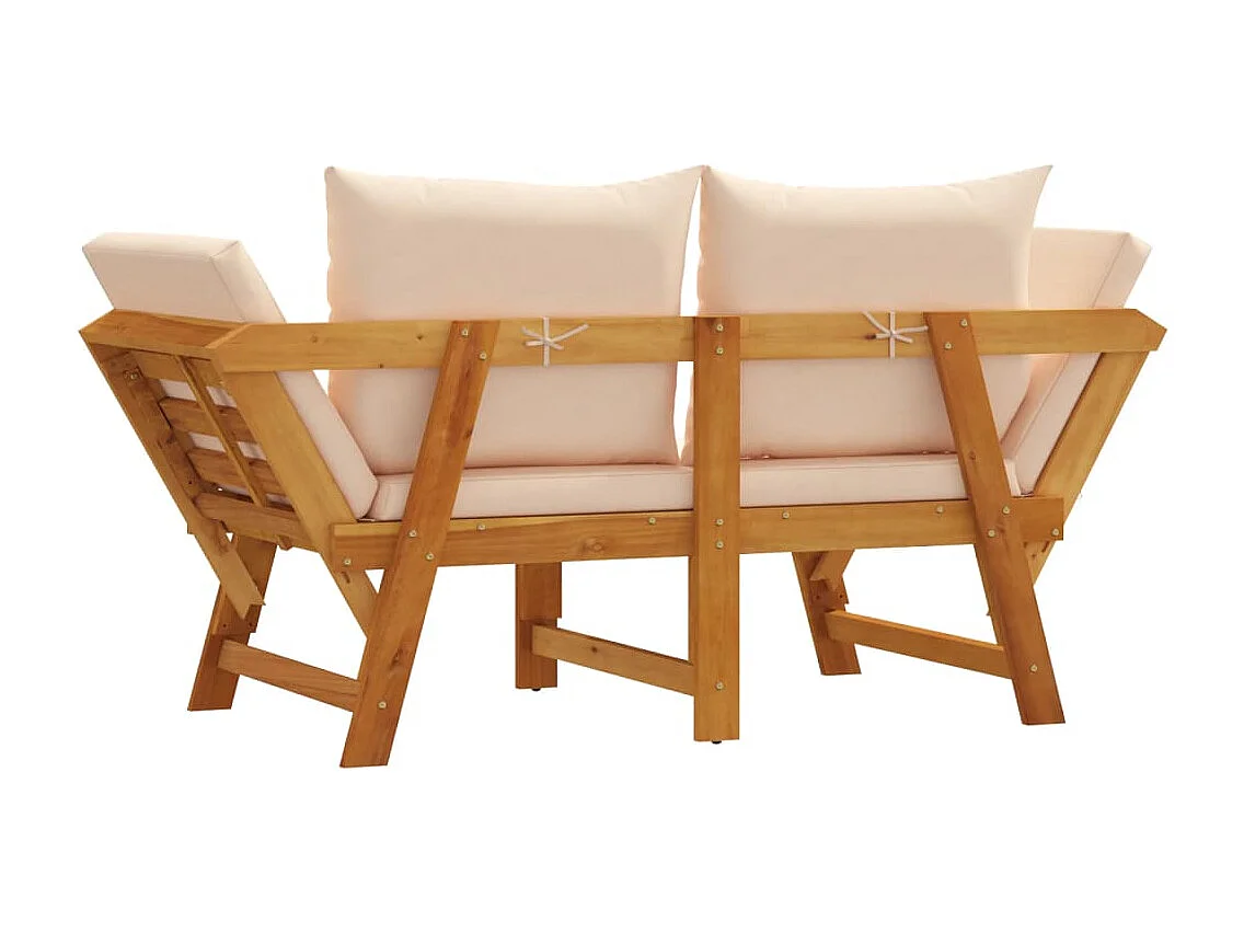 Banc de jardin avec coussins 2 en 1 bois d'acacia massif