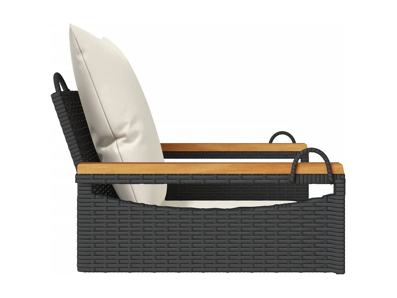 Balanço com almofadas pretas 63x62x40 cm resina tecida