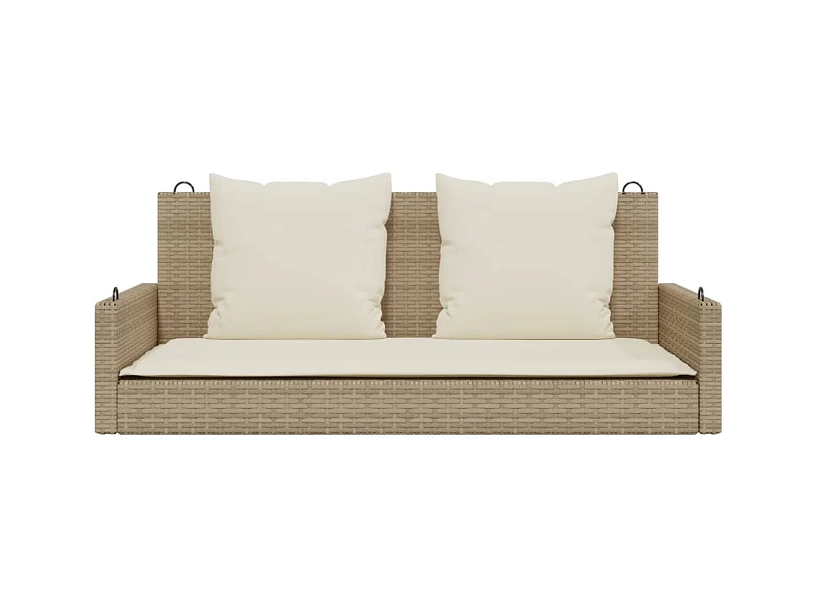 Balancelle avec coussins beige 119x56x48 cm résine tressée