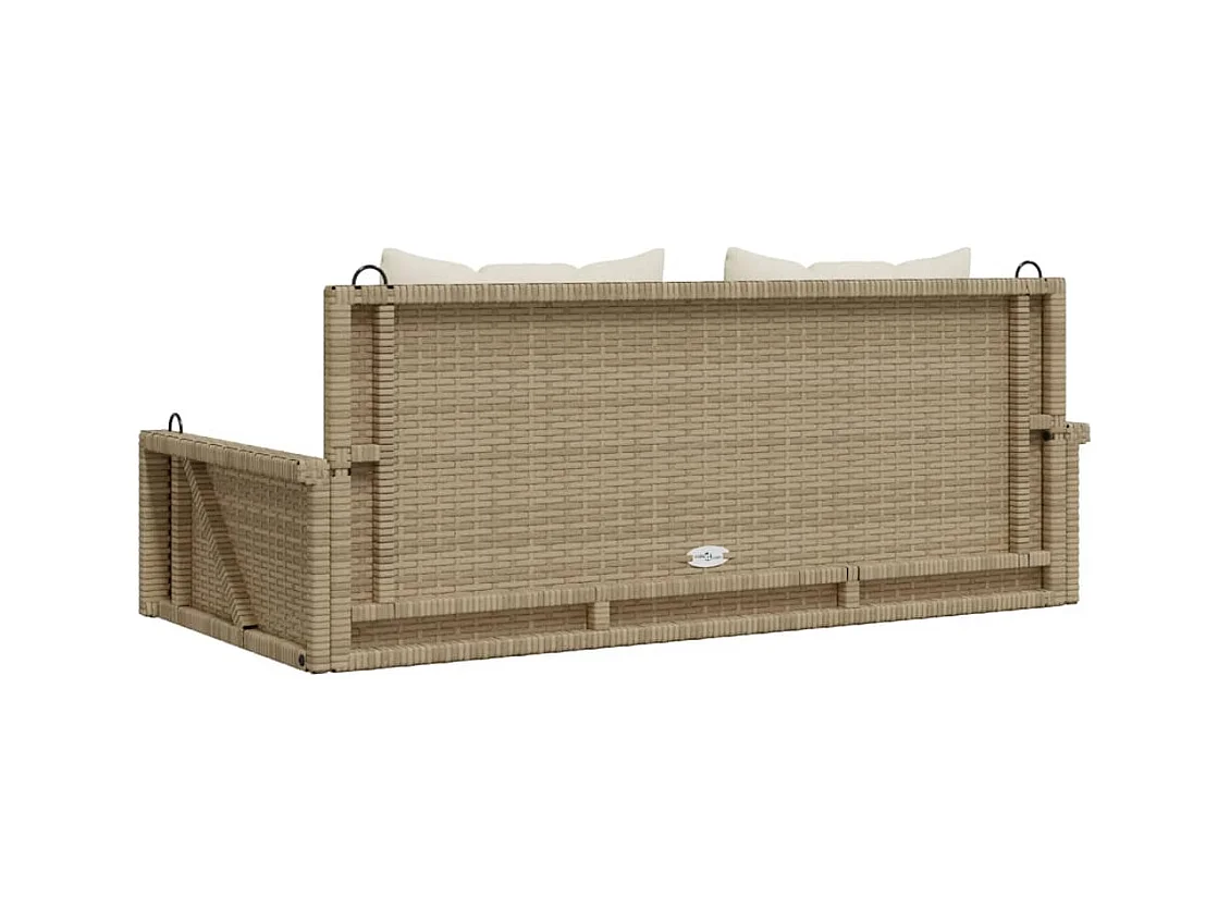 Balancelle avec coussins beige 119x56x48 cm résine tressée