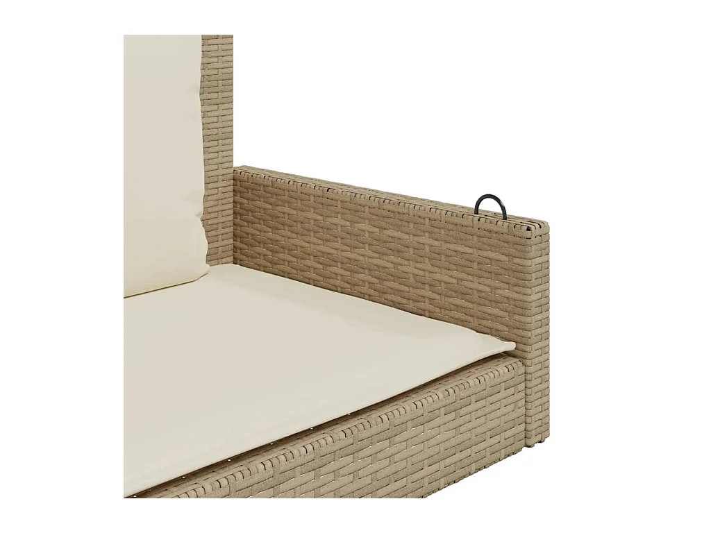 Balancelle avec coussins beige 119x56x48 cm résine tressée