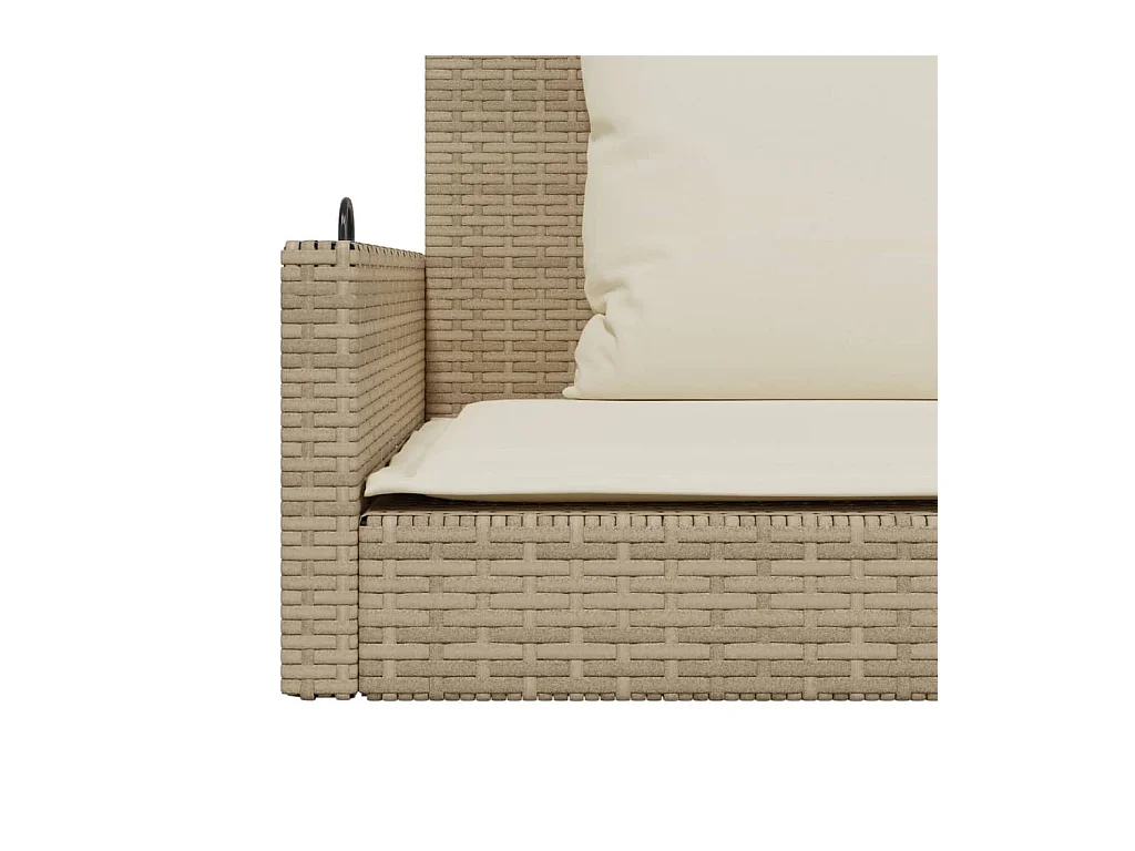 Balancelle avec coussins beige 119x56x48 cm résine tressée