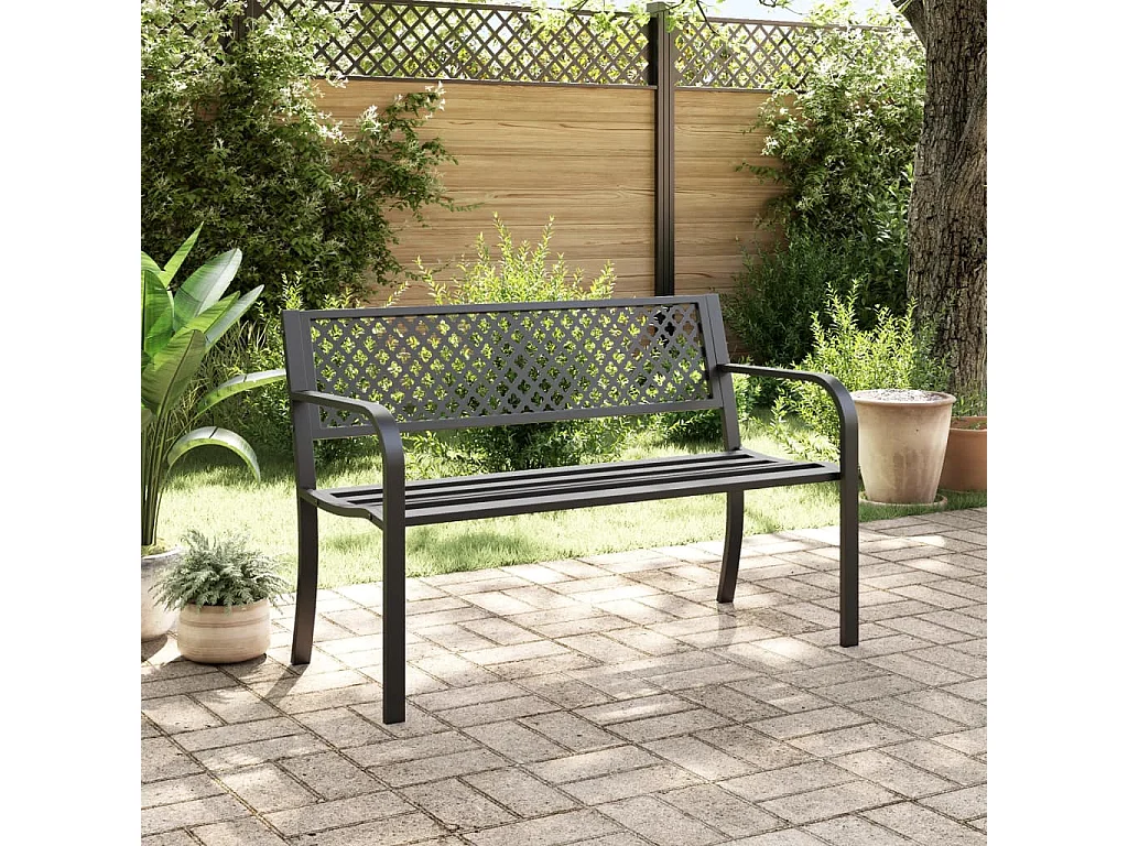 Gartenbank 119 cm aus schwarzem Stahl