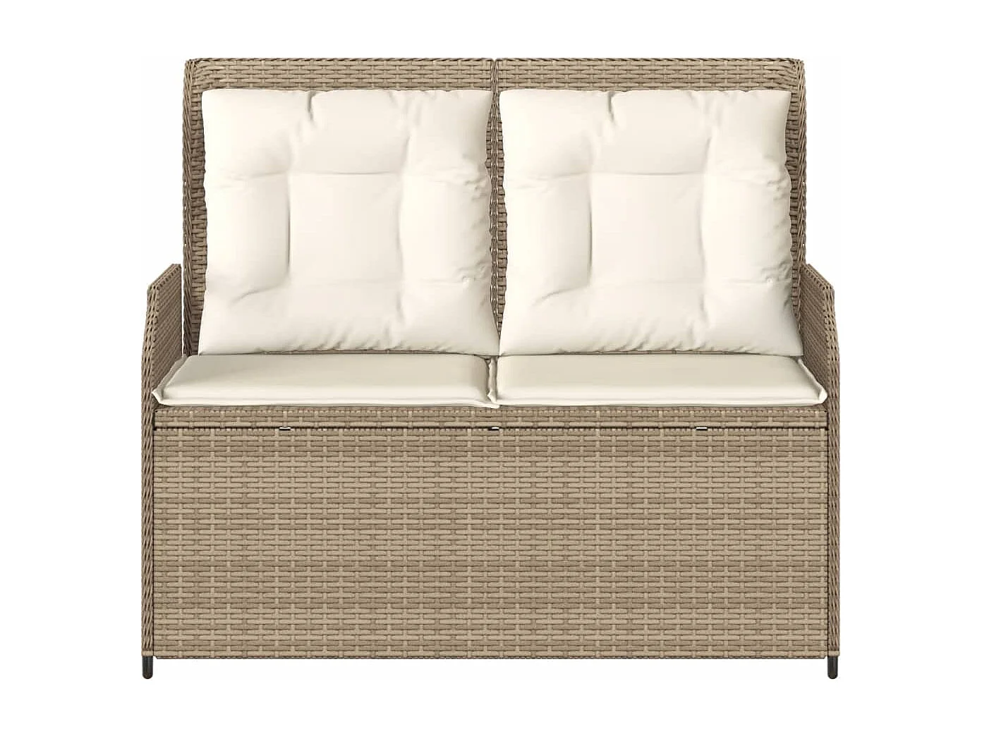 Banco de jardín reclinable con cojines de resina tejida en color beige