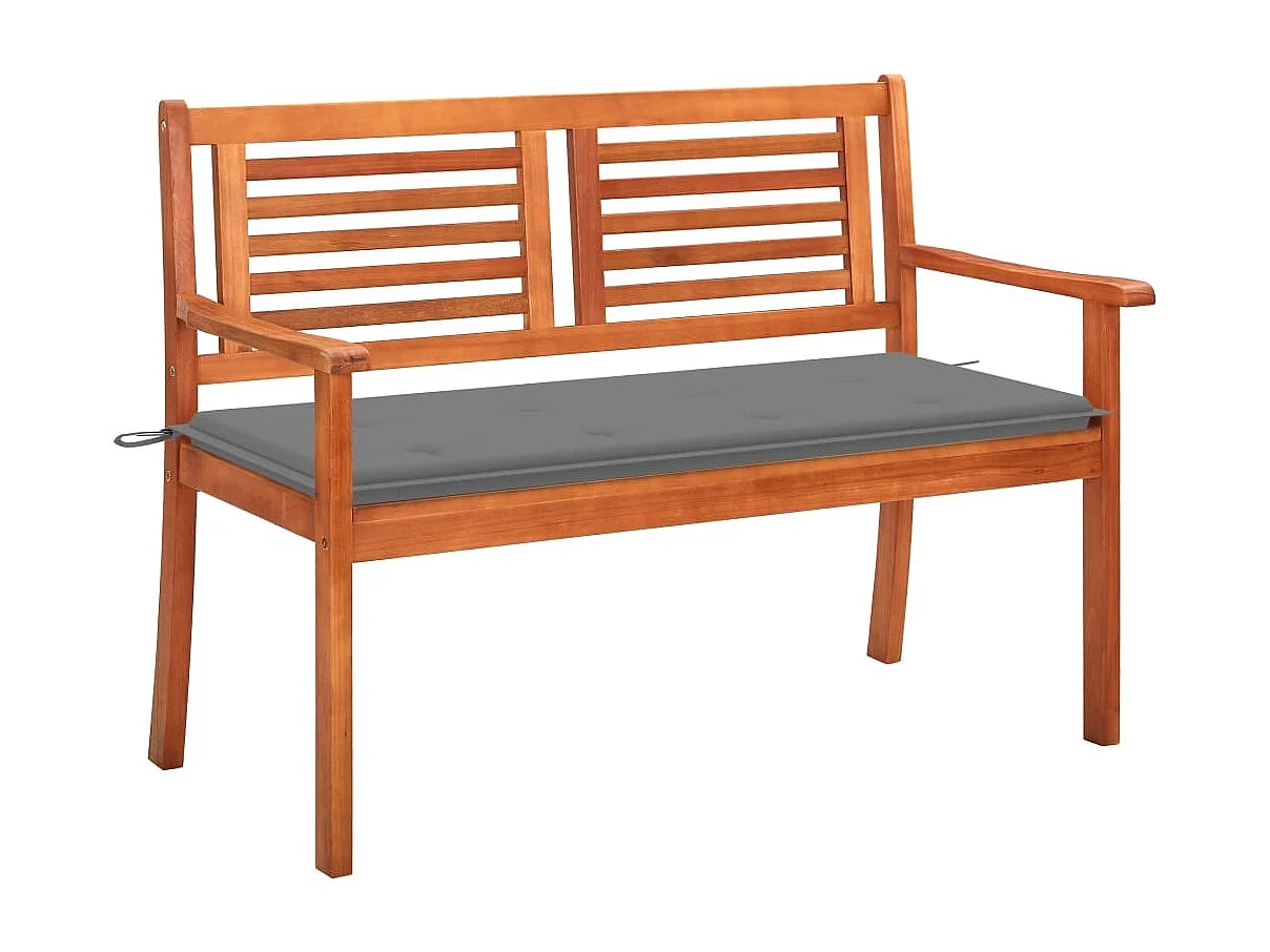 Banco de jardín 2 plazas con cojín 120 cm madera de eucalipto