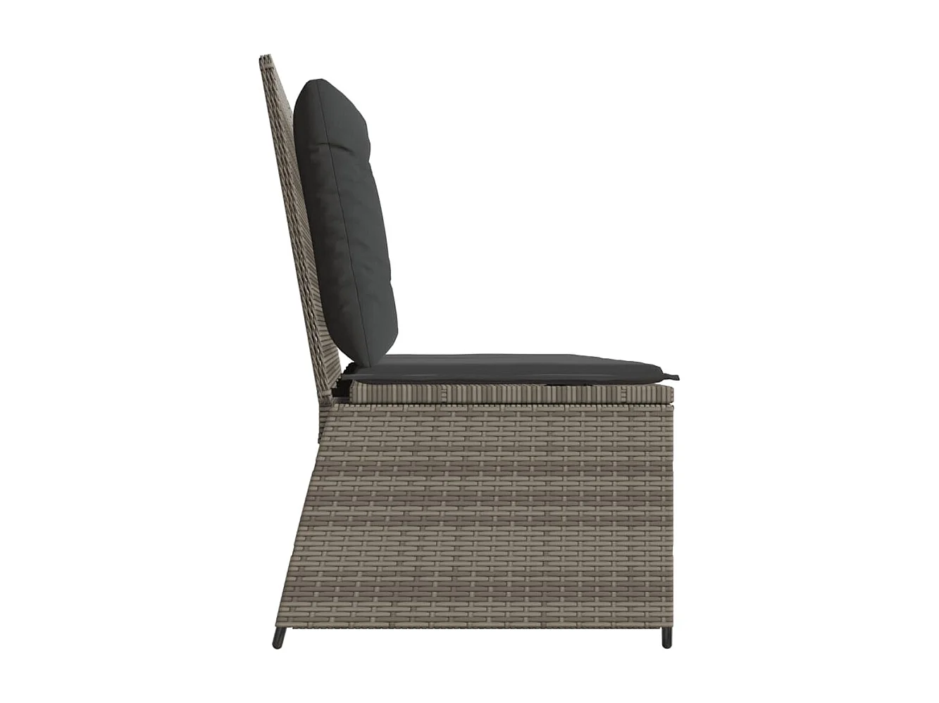 Banc inclinable de jardin avec coussins gris résine tressée