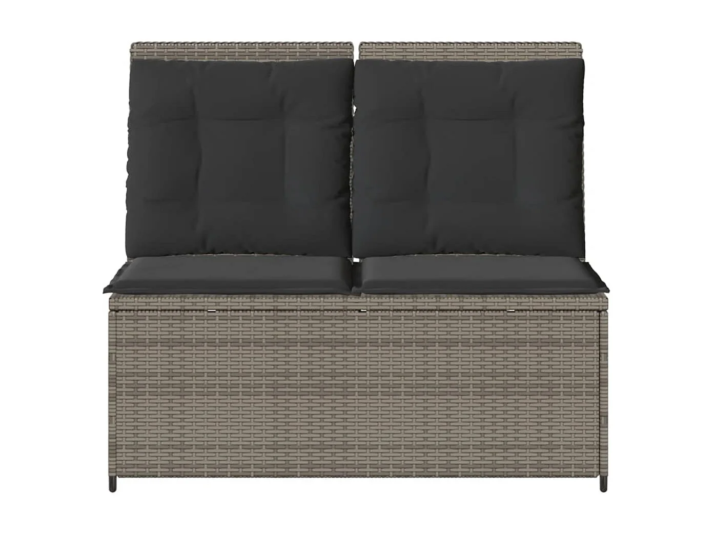 Banc inclinable de jardin avec coussins gris résine tressée