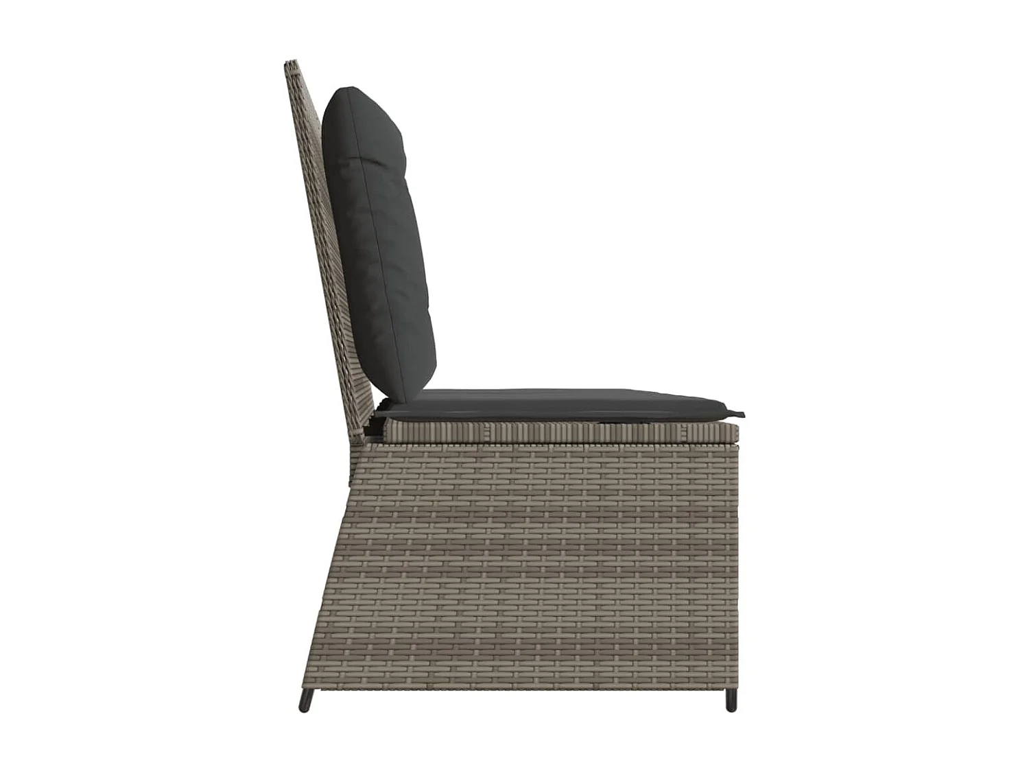 Banc inclinable de jardin avec coussins gris résine tressée