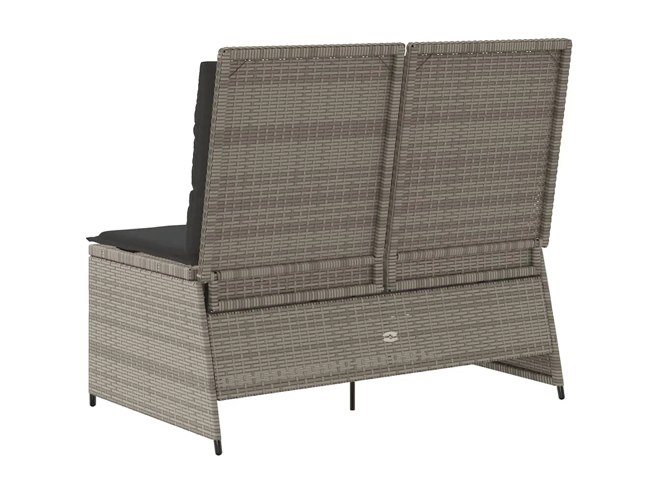 Banc inclinable de jardin avec coussins gris résine tressée