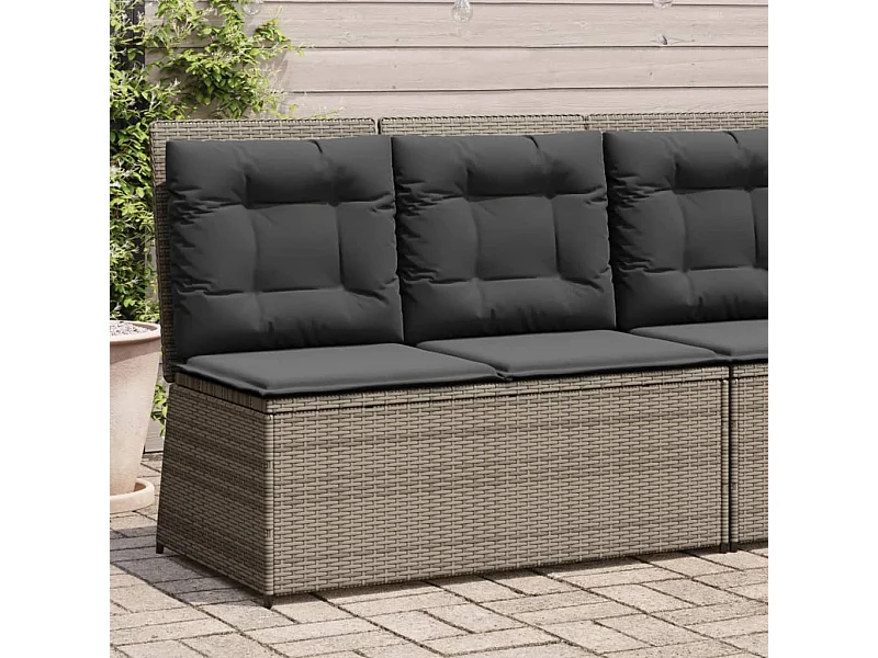 Banc inclinable de jardin avec coussins gris résine tressée
