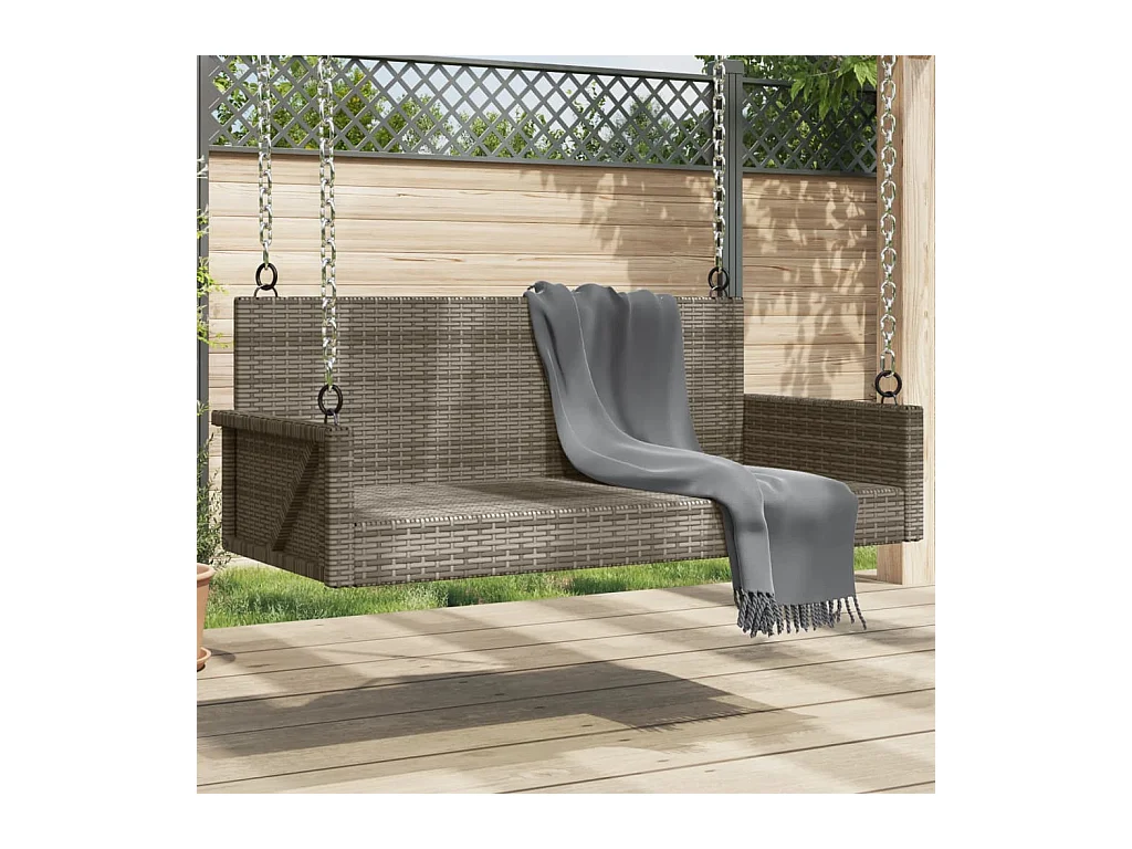 Dondolo grigio 119x56x48 cm in resina intrecciata