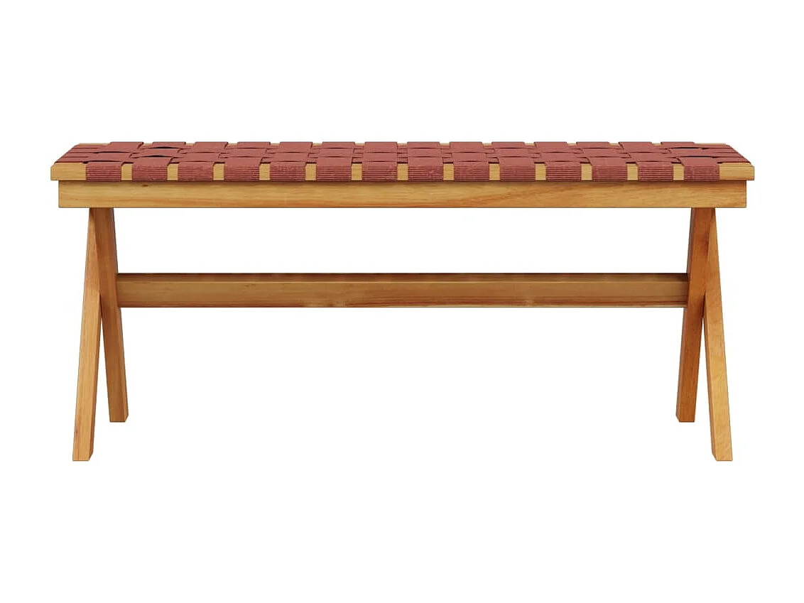 Banc de jardin rouge bois massif d'acacia et tissu