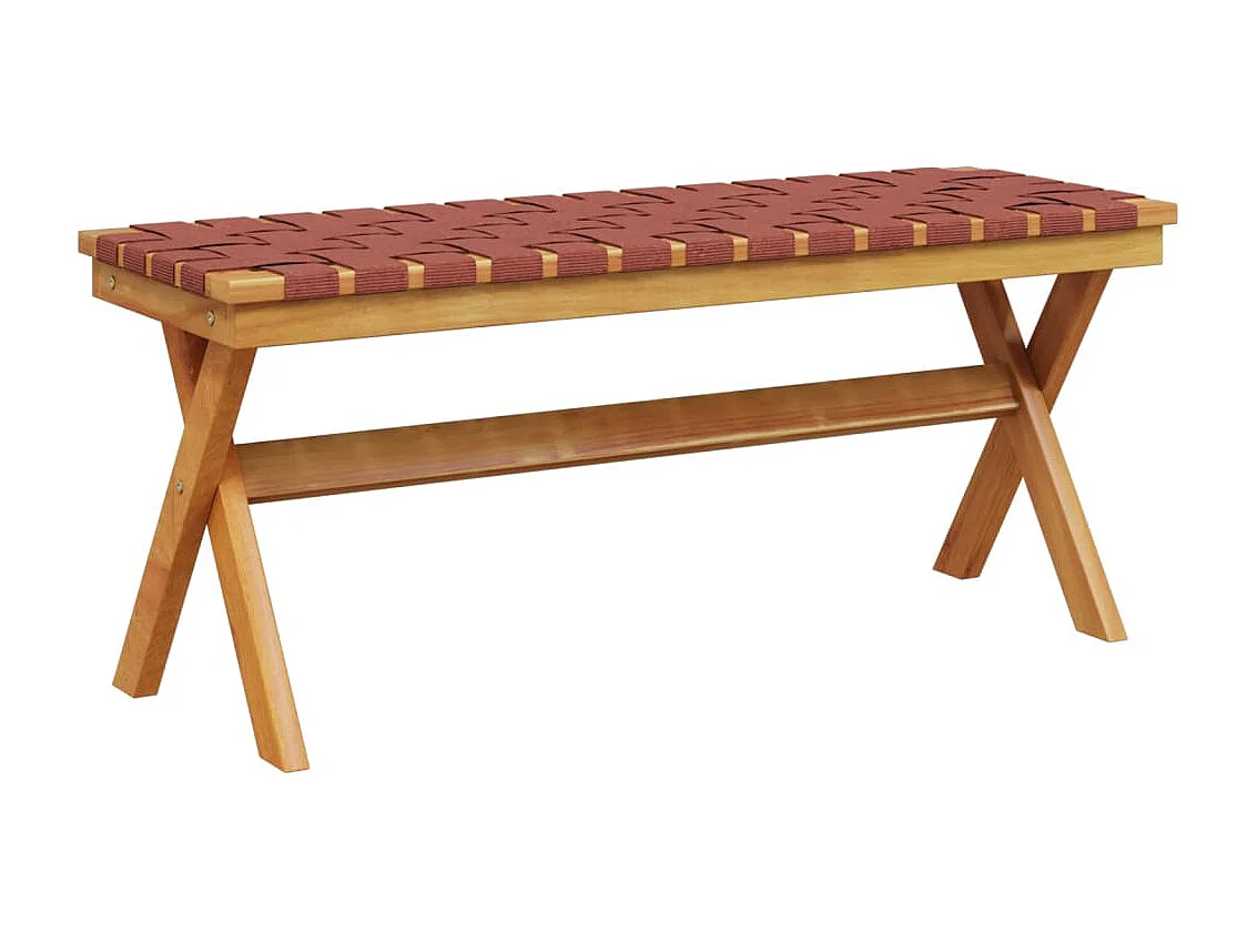 Banc de jardin rouge bois massif d'acacia et tissu