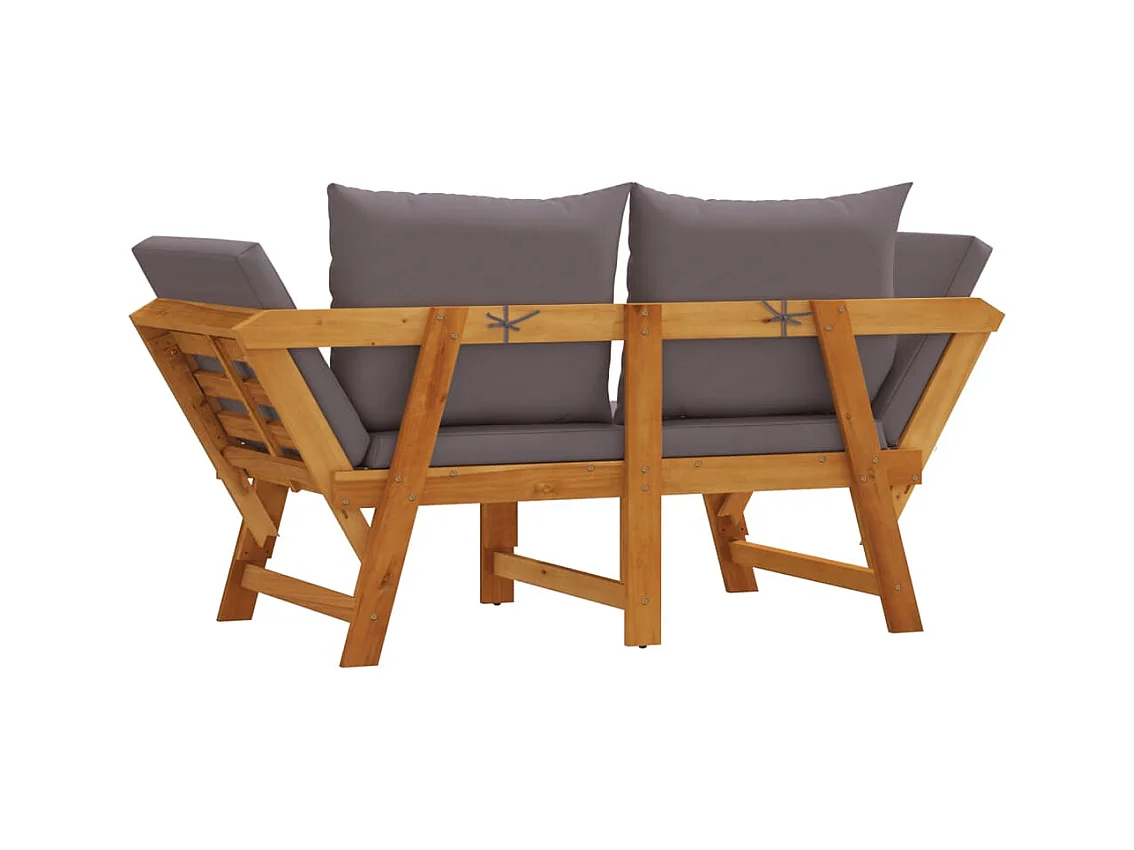 Banc de jardin avec coussins 2 en 1 bois d'acacia massif