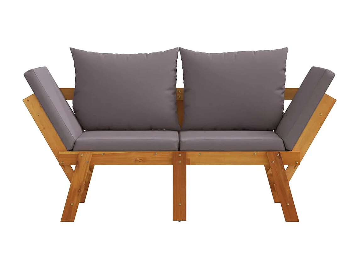 Banc de jardin avec coussins 2 en 1 bois d'acacia massif