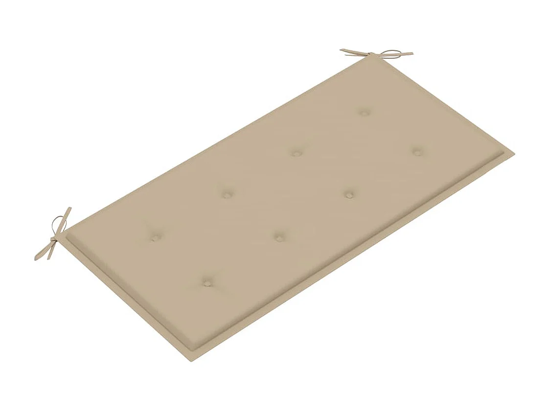 Banc de jardin avec coussin beige 112 cm Bois de teck massif