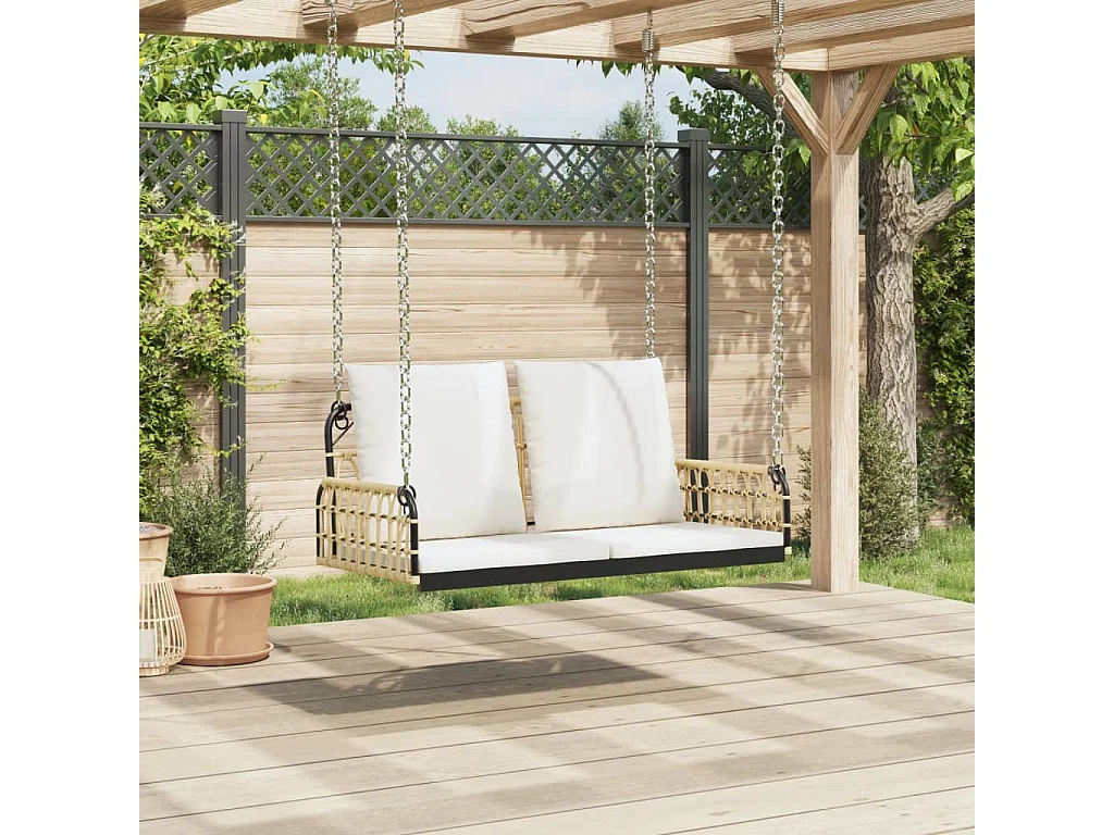 Balanço com almofadas 105x58x38 cm resina tecida e aço