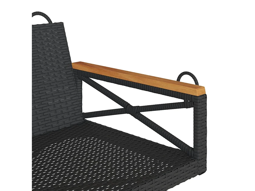 Dondolo nero 109x62x40 cm in resina intrecciata