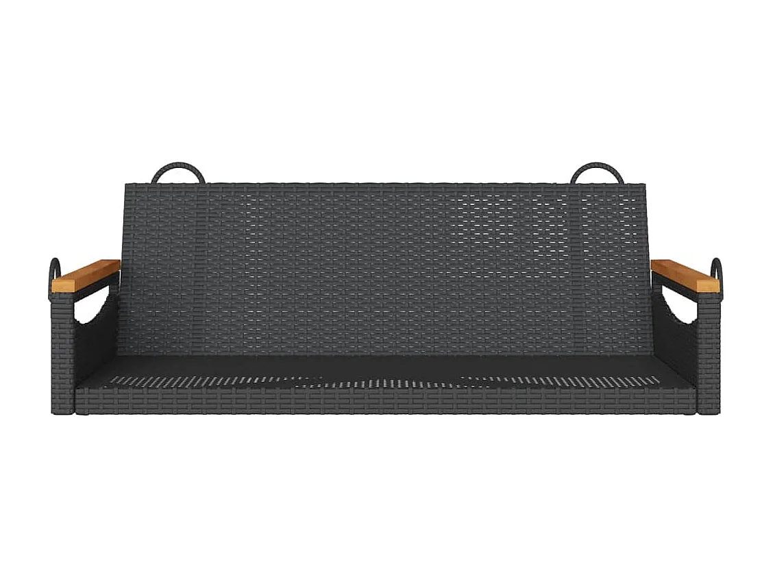 Cadeira de balanço preta 109x62x40 cm resina tecida