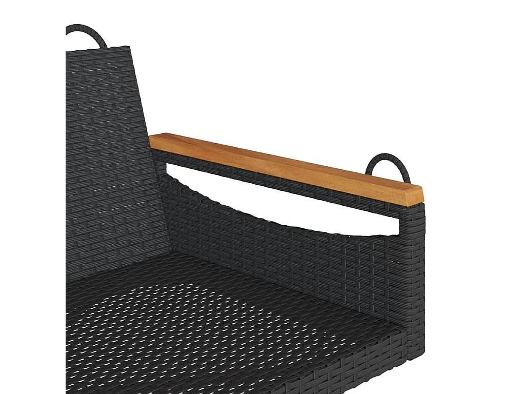 Cadeira de balanço preta 109x62x40 cm resina tecida