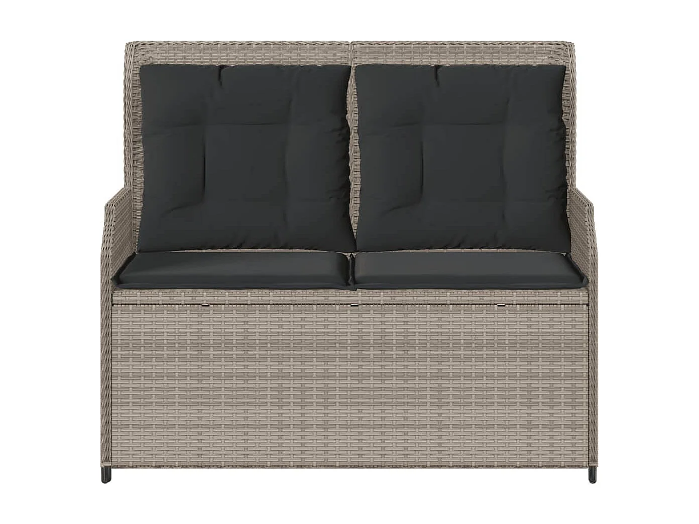 Banc inclinable de jardin et coussins gris clair résine tressée