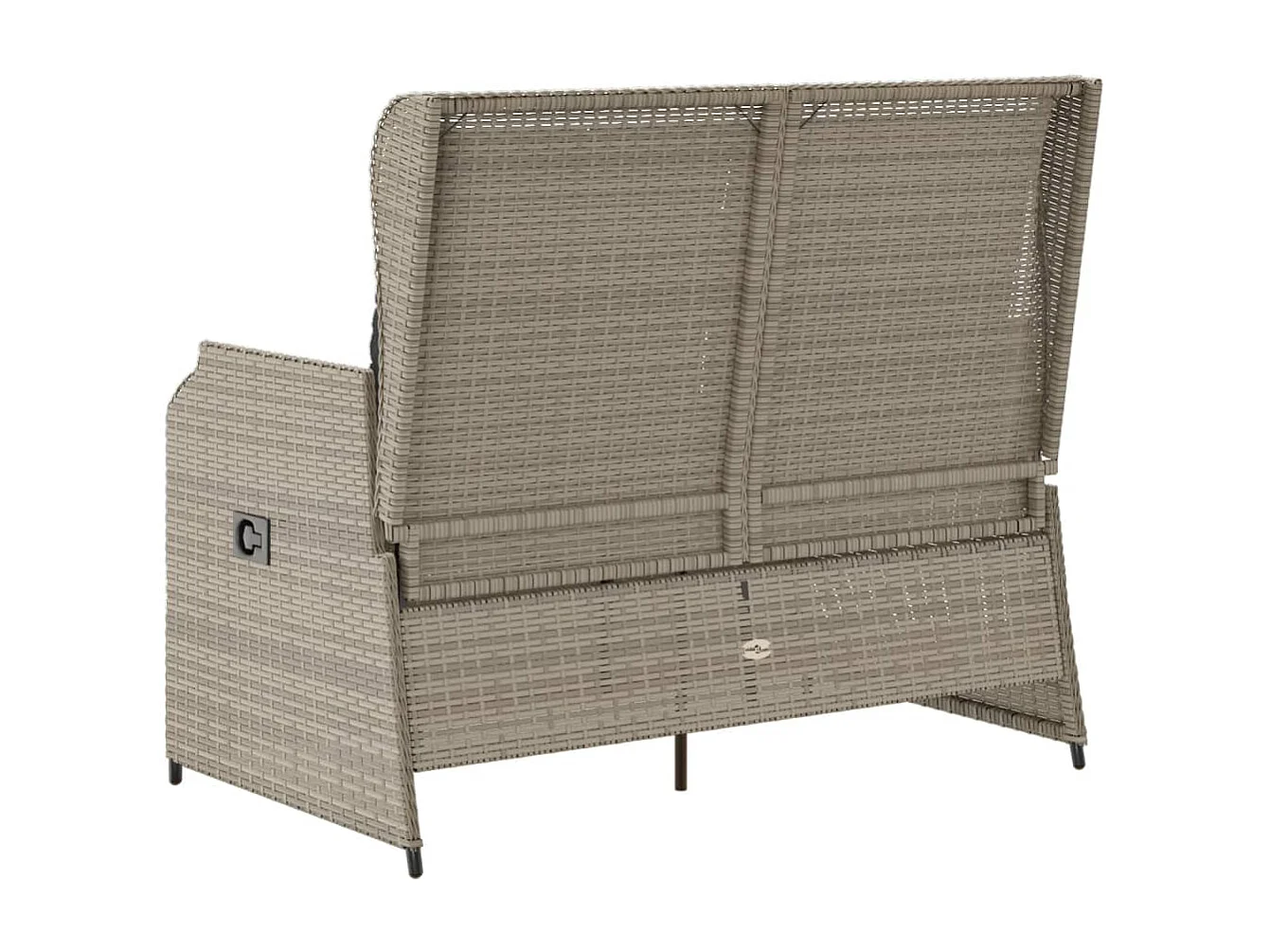 Banc inclinable de jardin et coussins gris clair résine tressée