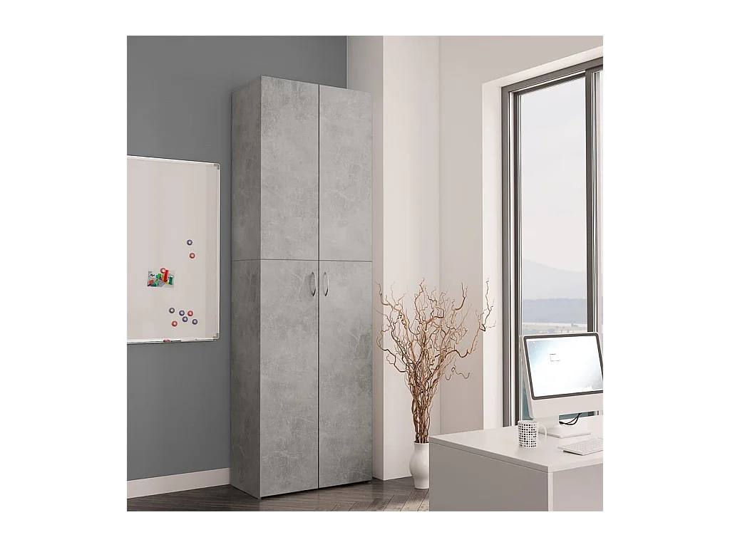 Armoire de bureau Gris béton 60x32x190 cm Bois d'ingénierie