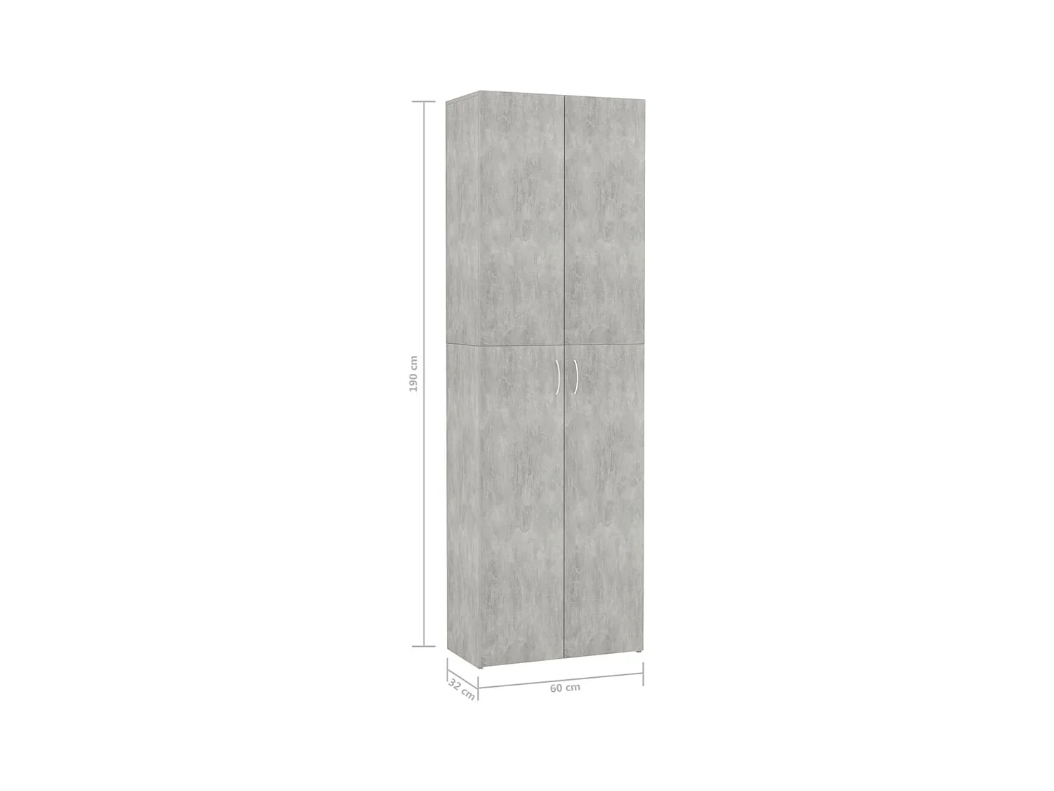 Armoire de bureau Gris béton 60x32x190 cm Bois d'ingénierie
