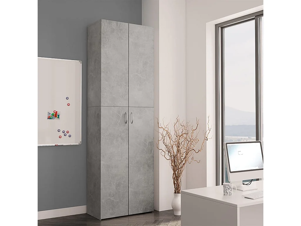 Armoire de bureau Gris béton 60x32x190 cm Bois d'ingénierie