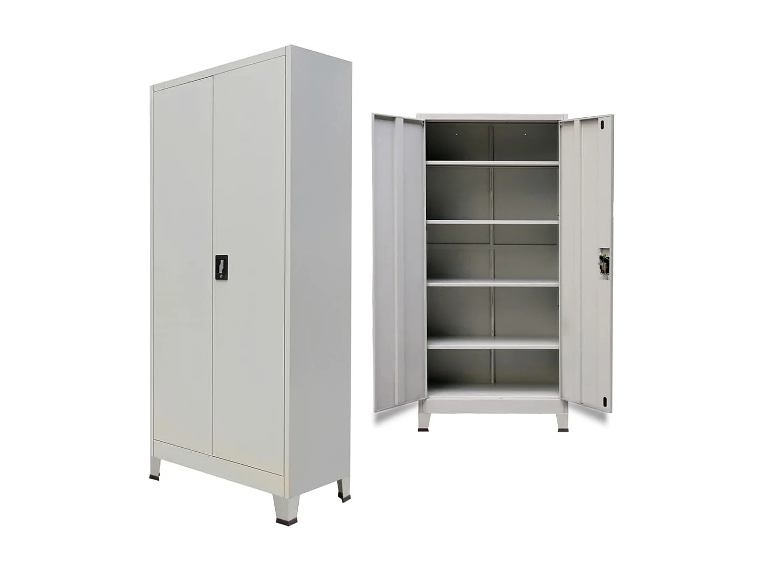 Armoire de bureau avec 2 portes Acier 90 x 40 x 180 cm Gris