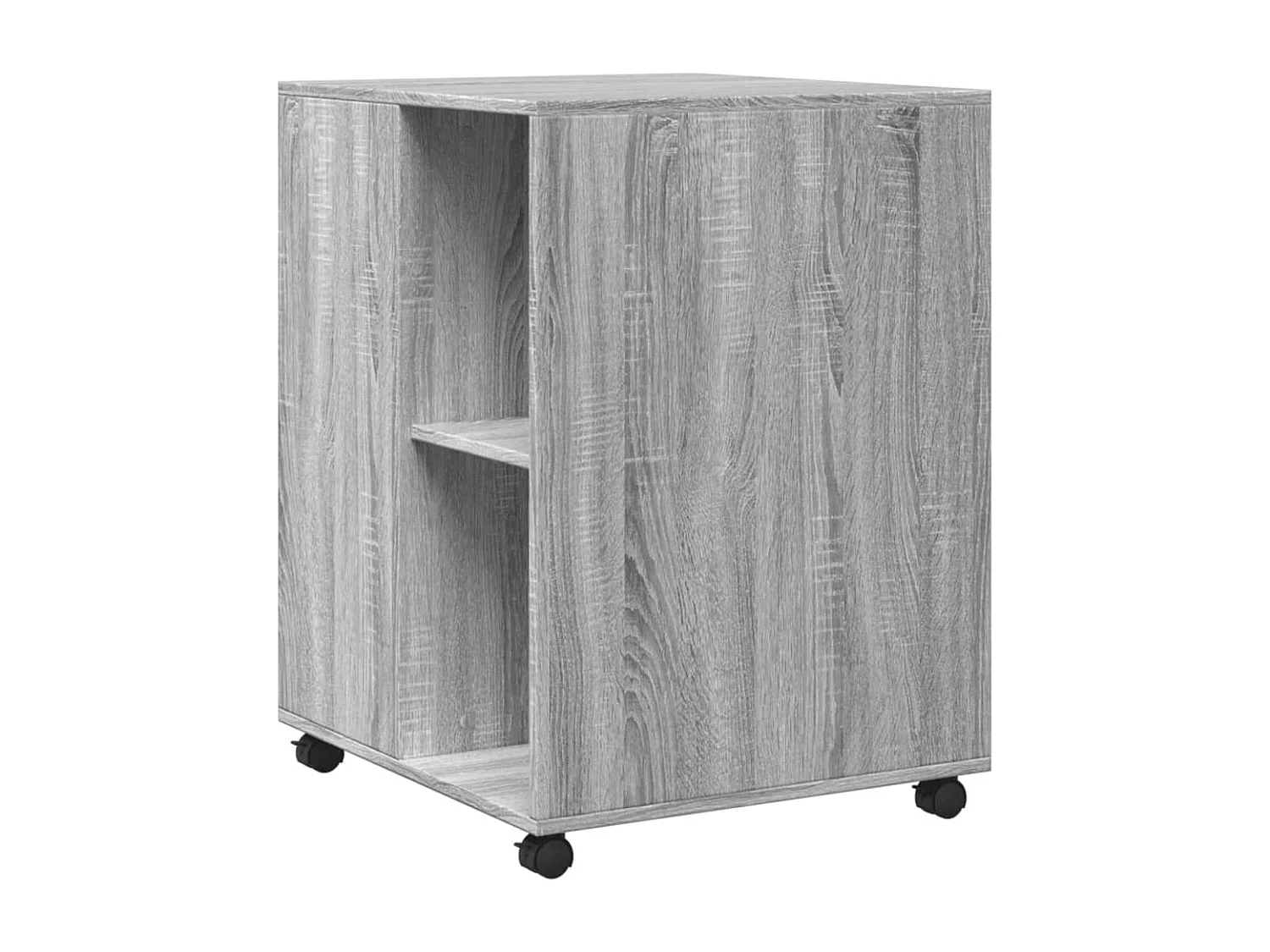 Tavolino in derivati del legno Sonoma grigio con ruote