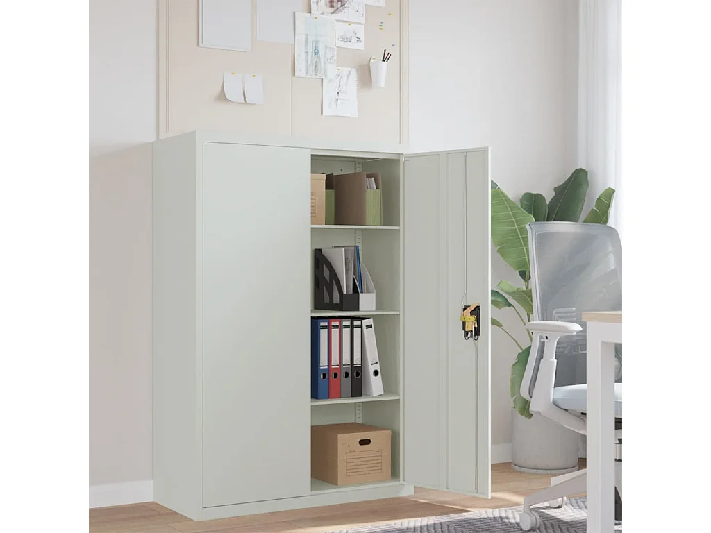 Armadio da ufficio 90x40x140 cm Grigio Acciaio