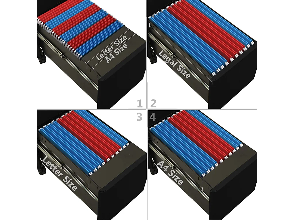 Armário de arquivo móvel preto 30x45x59 cm aço