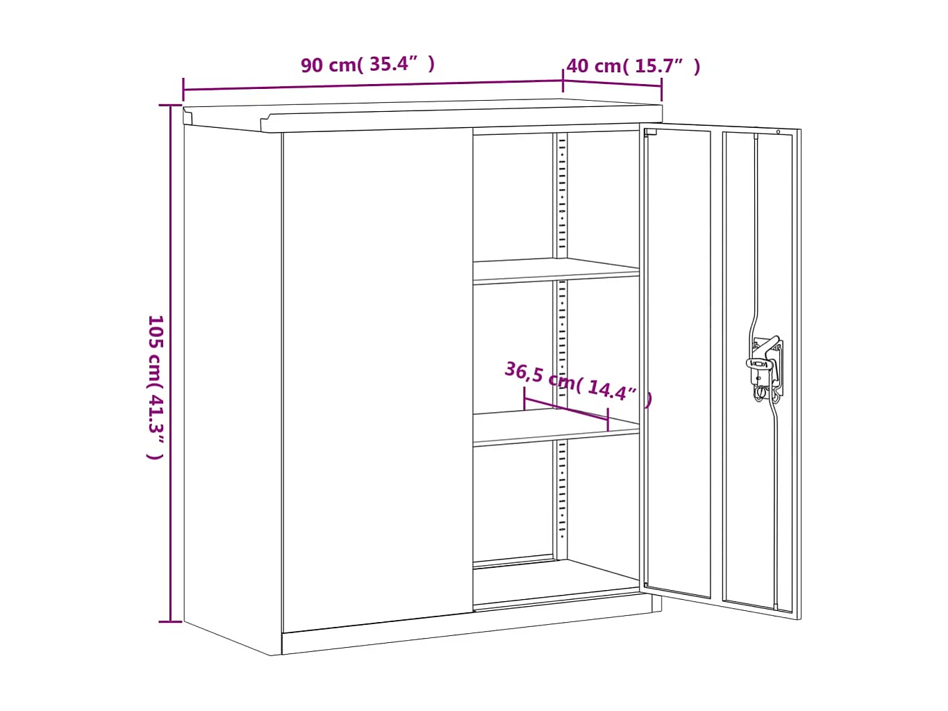 Schedario antracite 90x40x105 cm in acciaio