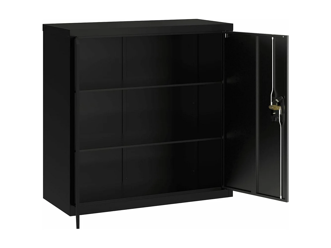 Schwarzer Aktenschrank 90x40x90 cm aus Stahl