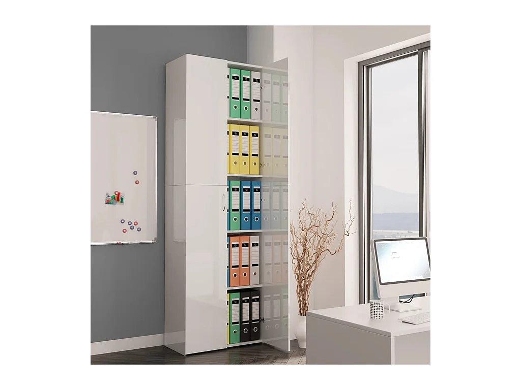 Büroschrank Weiß glänzend 60x32x190 cm Holzwerkstoff
