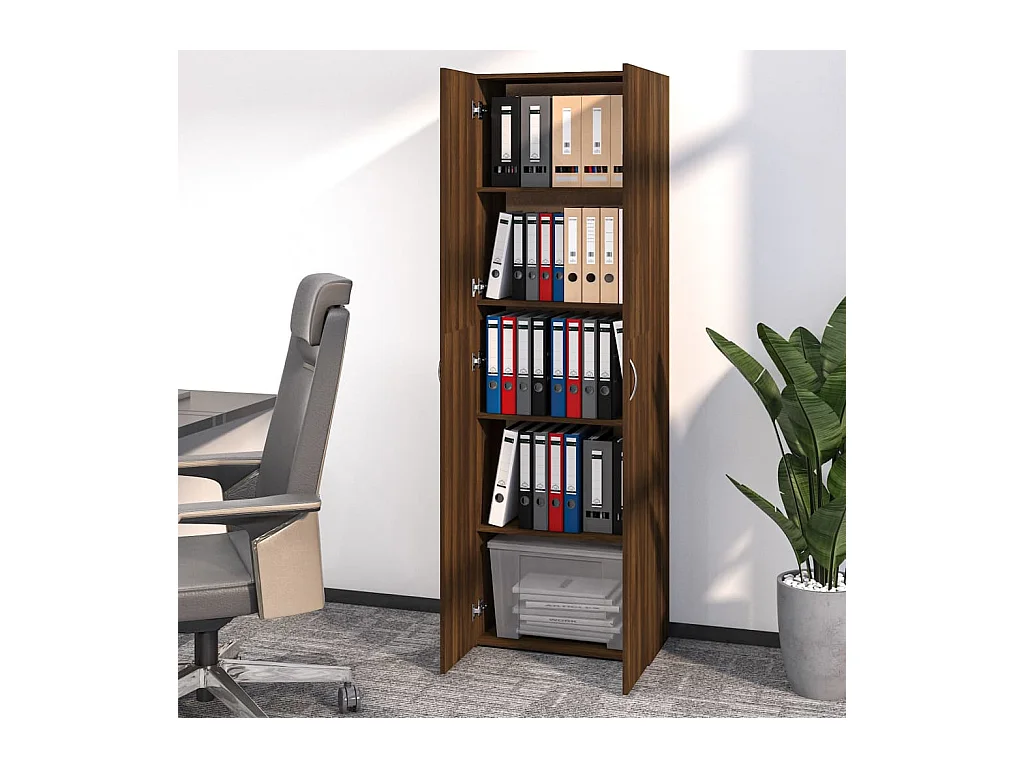 Kantoorkast Bruin eiken 60x32x190 cm Bewerkt hout