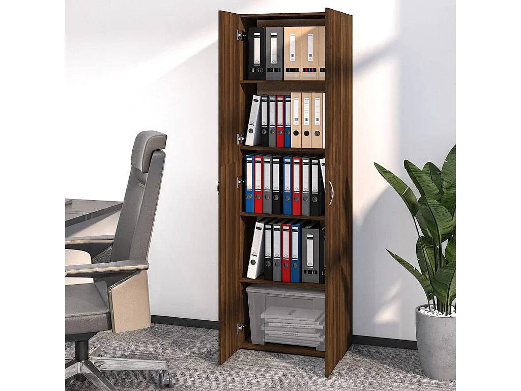 Kantoorkast Bruin eiken 60x32x190 cm Bewerkt hout