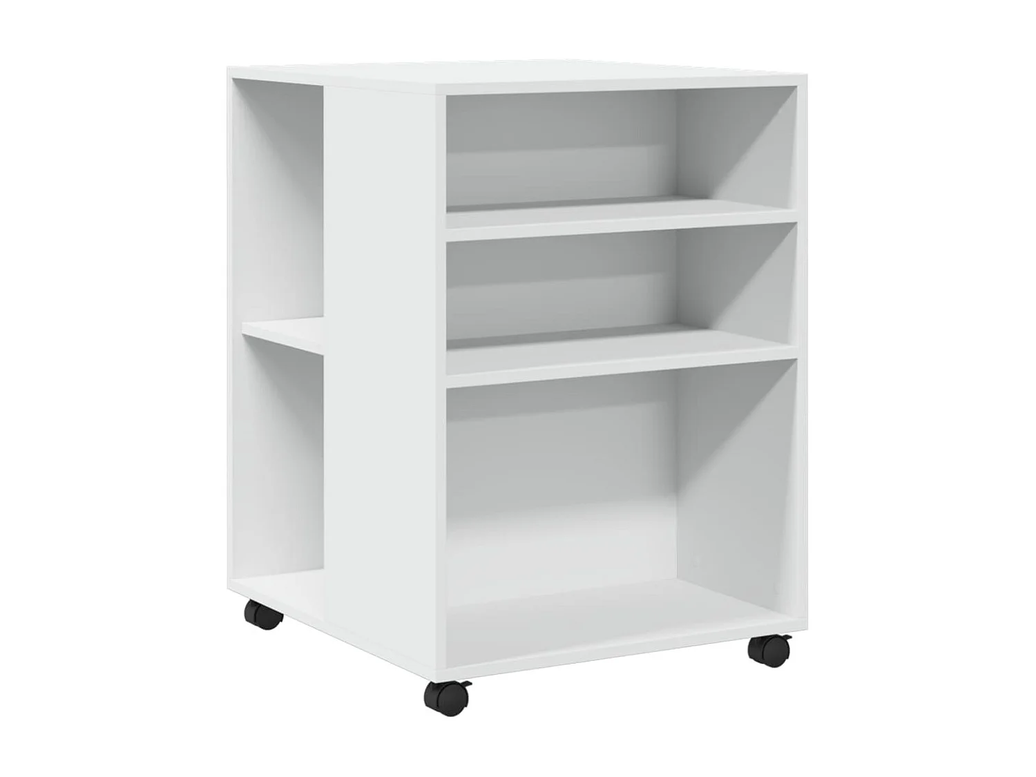 Mesa auxiliar con ruedas madera contrachapada blanca 55x60x78 cm