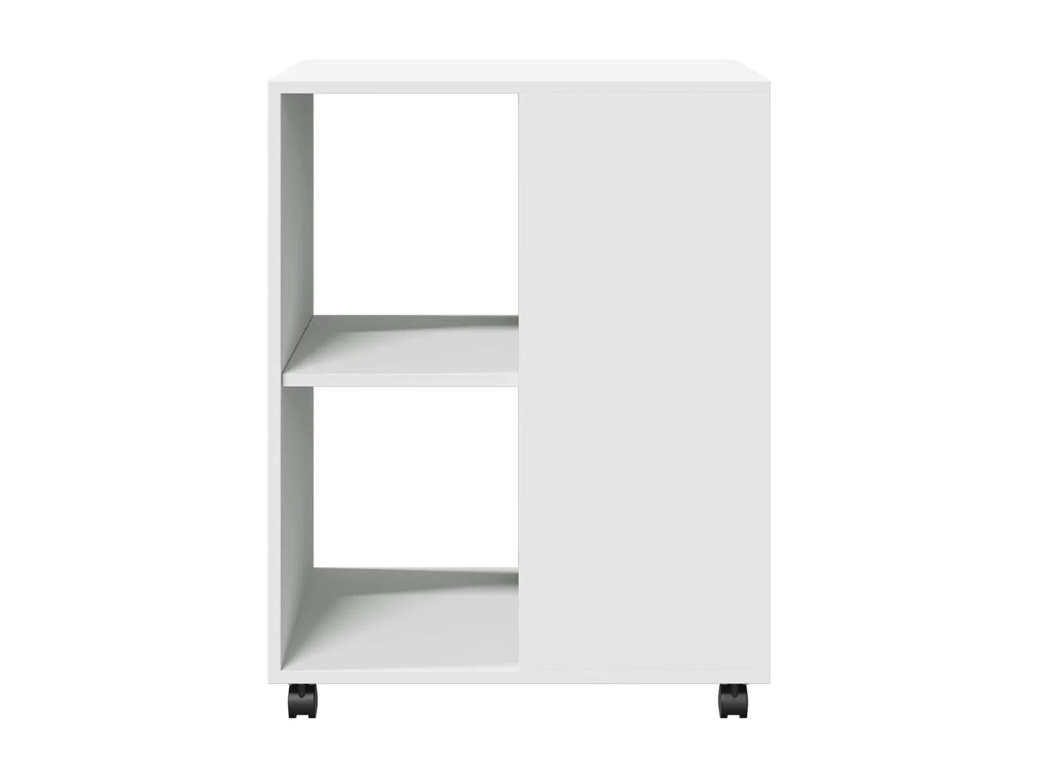 Mesa auxiliar con ruedas madera contrachapada blanca 55x60x78 cm