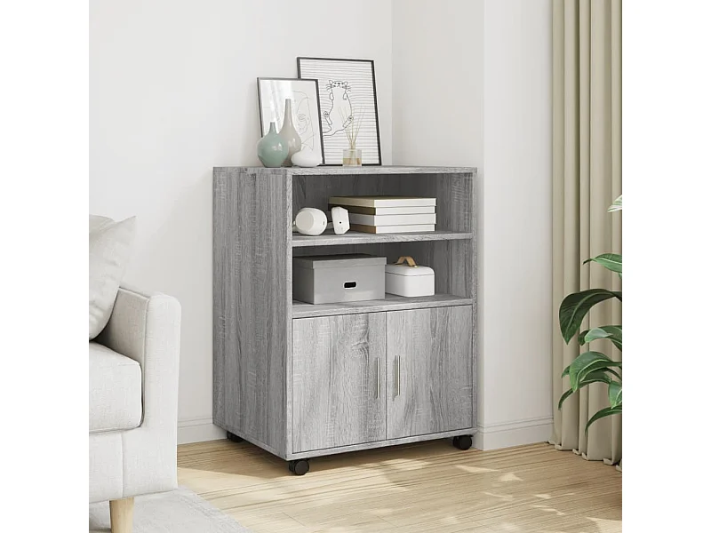 Mobile con rotelle Sonoma grigio 60x48x81 cm in derivati del legno