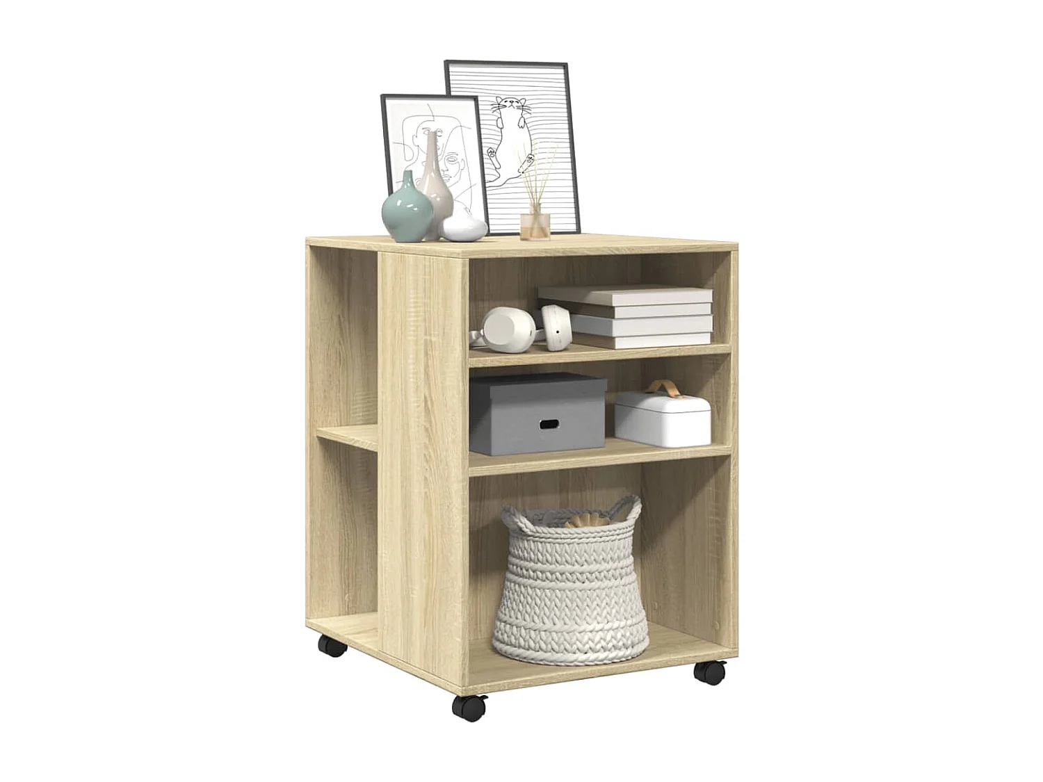 Bijzettafel met wielen Sonoma eiken parket