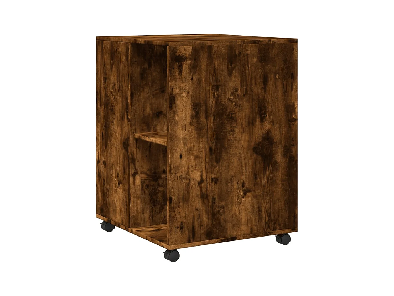Bijzettafel met wielen gerookt eiken parket