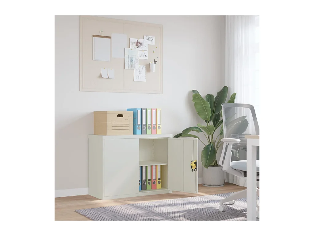Hellgrauer Aktenschrank 90x40x70 cm aus Stahl