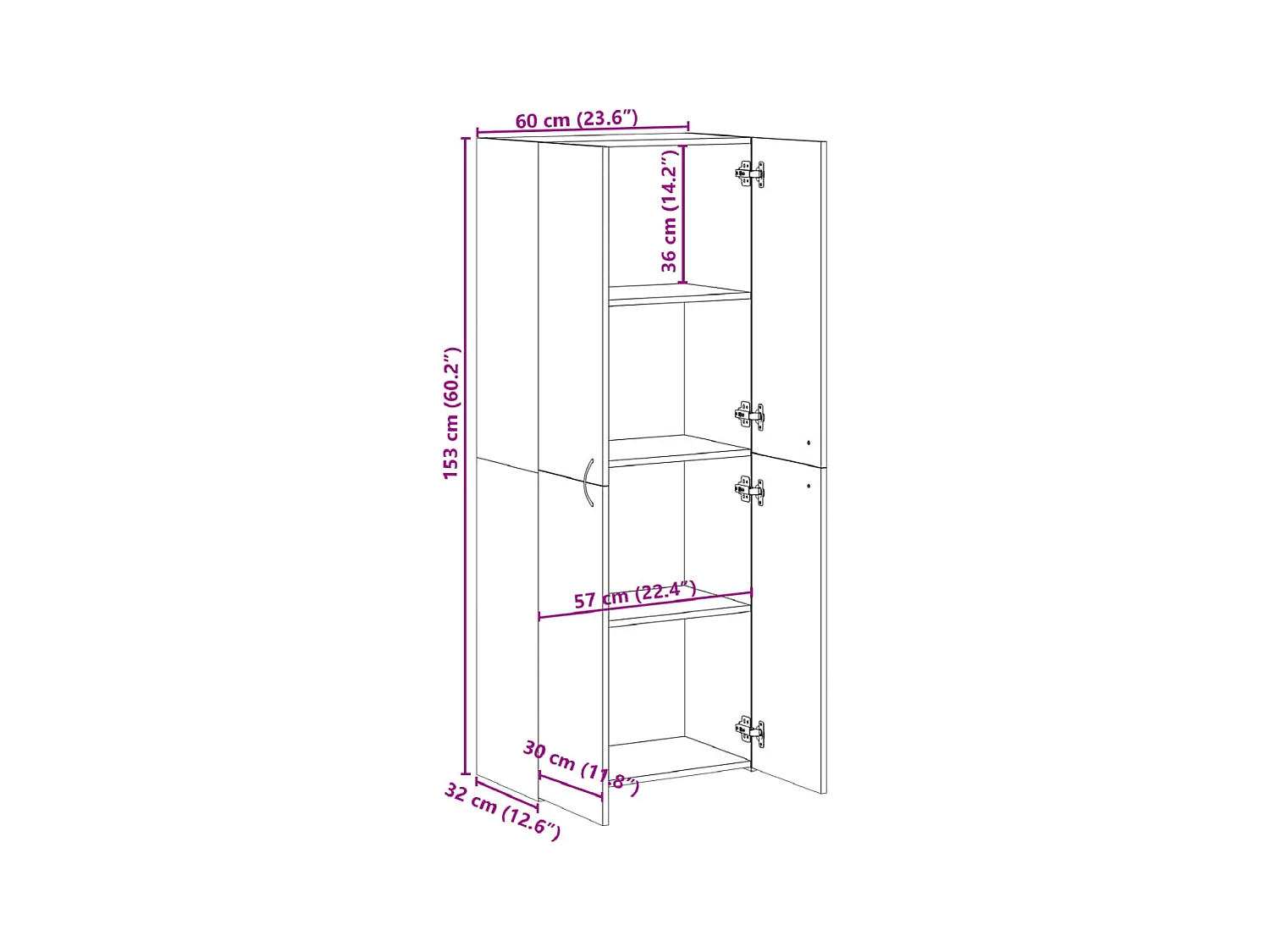 Armoire de classement gris béton 60x32x153 cm bois d'ingénierie