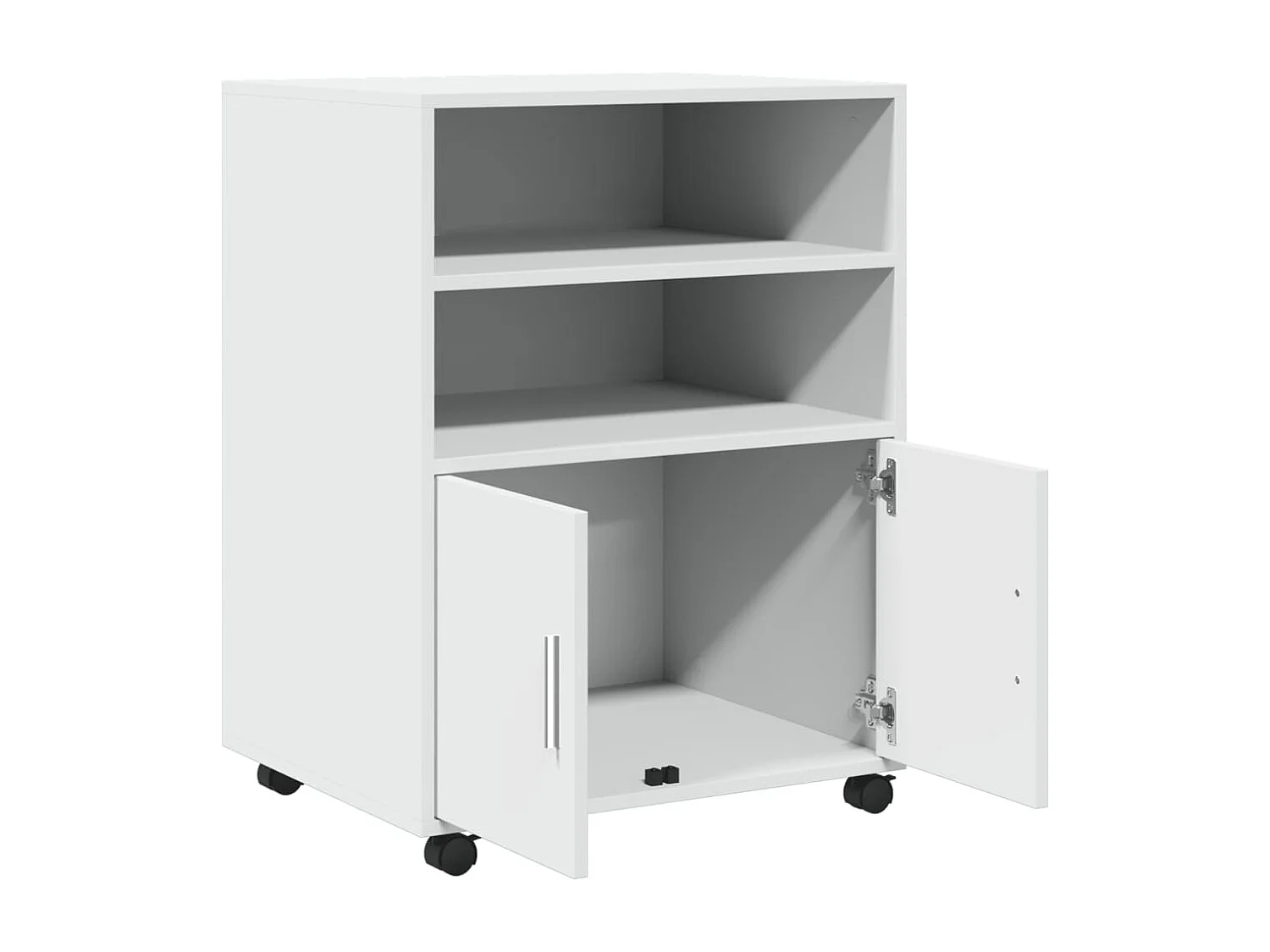 Armoire à roulettes blanc 60x48x81 cm bois d’ingénierie