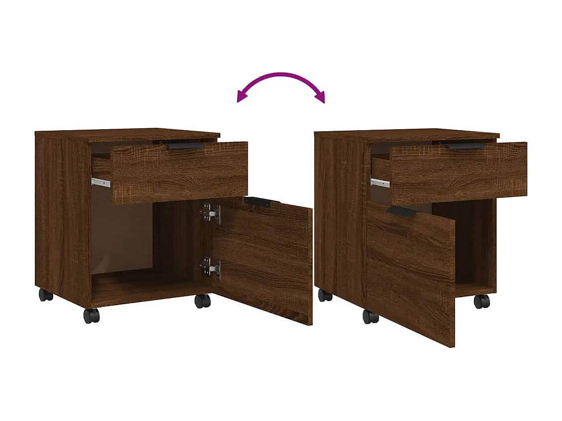 Mobile classificatore con ruote Rovere bruno 45x38x54 cm Legno