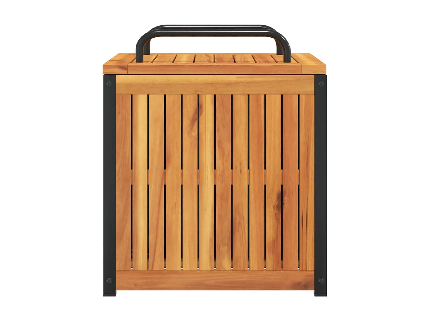 Caja de cojines para exterior de madera maciza de acacia y acero